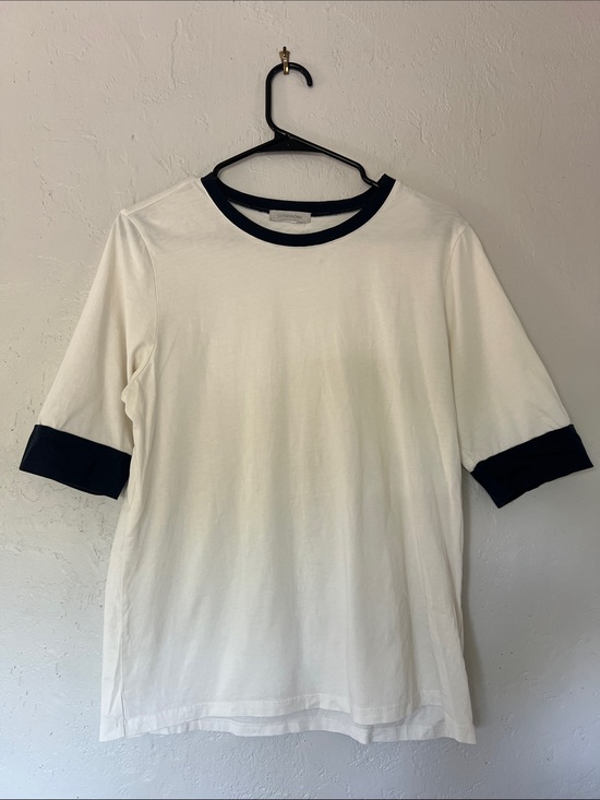 Outerknown Tops - Outerknown 100% organic cotton White Short Sleeve Tee with Navy Trim